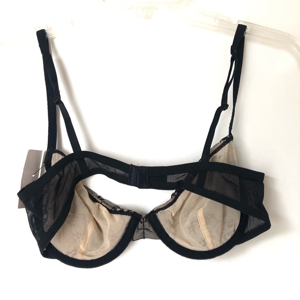 Parisa by Amir Vintage Y2K Sheer Beige & Black Lace Bra 36B NWT - Picture 4 of 4